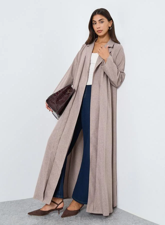 Amirah Open Front Notch Label Collar Abaya