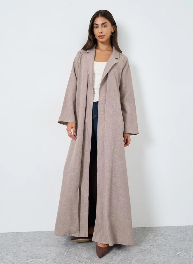 Amirah Open Front Notch Label Collar Abaya
