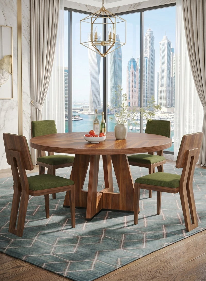Homeonaire 47.24" Round Dining Table for 4 to 6 | Farmhouse Wooden Kitchen Dinning Table with Dark Brown Finish - Image 1