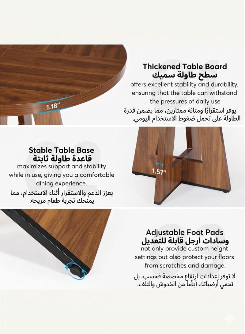 Homeonaire 47.24" Round Dining Table for 4 to 6 | Farmhouse Wooden Kitchen Dinning Table with Dark Brown Finish - Image 3