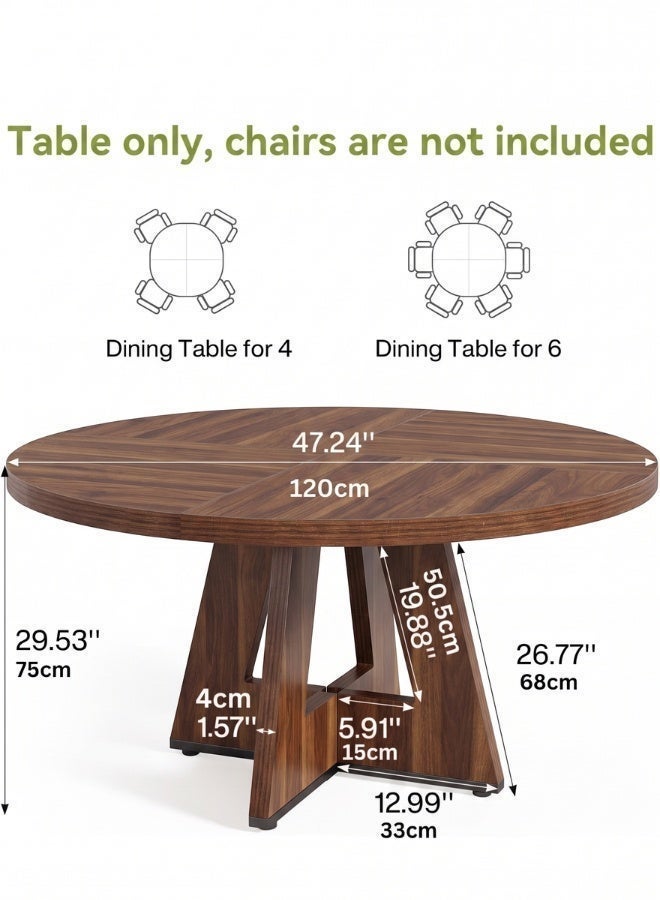 Homeonaire 47.24" Round Dining Table for 4 to 6 | Farmhouse Wooden Kitchen Dinning Table with Dark Brown Finish - Image 5