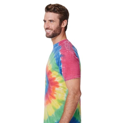 Colortone Vintage Wash Tie Dye T-Shirt for Women and Men, Rainbow, Large - Image 4