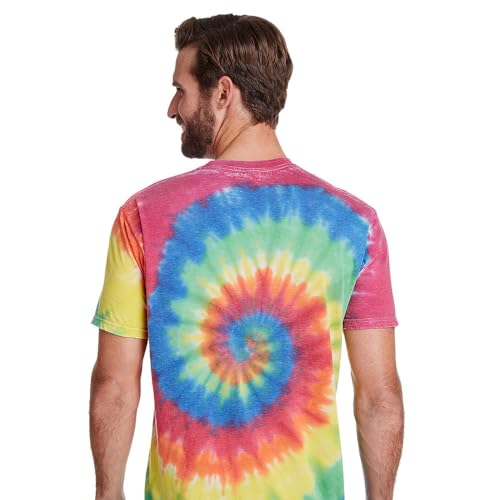 Colortone Vintage Wash Tie Dye T-Shirt for Women and Men, Rainbow, Large - Image 5