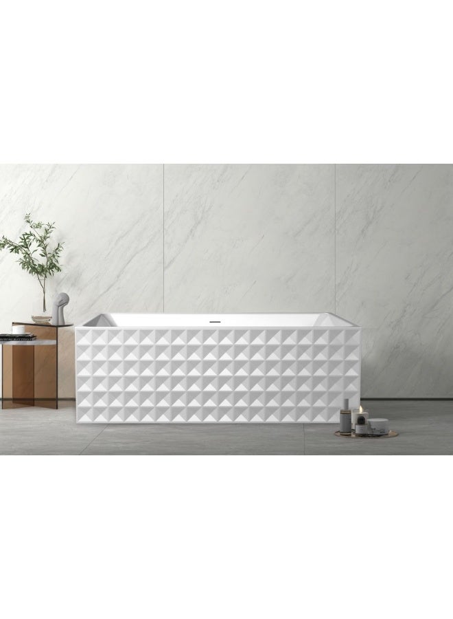 Milano Diamond Freestanding Bathtub 1700X780X600 | Acrylic Free Standing Bathtub | Floor Standing Bath Tub For Toilet Bathroom Washroom - White