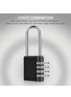 Y&D Combination Padlock, Long Shackle 4 Digit Locker Lock Weatherproof Outdoor for School Gym Locker, Door, Fence, Hasp, Shed, Garage, Storage Box(Black) 2 Pack  - Image 5