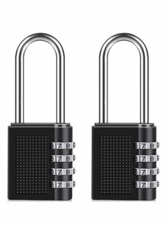 Y&D Combination Padlock, Long Shackle 4 Digit Locker Lock Weatherproof Outdoor for School Gym Locker, Door, Fence, Hasp, Shed, Garage, Storage Box(Black) 2 Pack  - Image 1