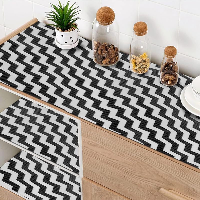 STYEVA Printed Anti-Slip Shelf Liner Mat Sheet for Drawers, Shelves, Tables, Cupboards, Fridge, Kitchen, Home, and Office - 45 CM X 5 M (Zigzag Design) - Image 2