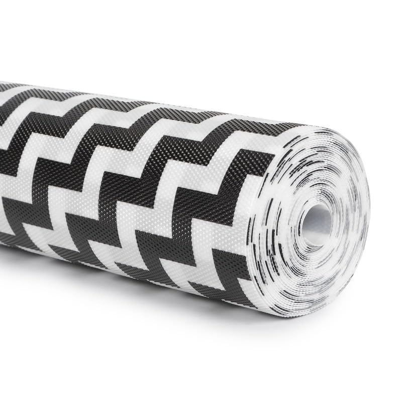STYEVA Printed Anti-Slip Shelf Liner Mat Sheet for Drawers, Shelves, Tables, Cupboards, Fridge, Kitchen, Home, and Office - 45 CM X 5 M (Zigzag Design) - Image 1