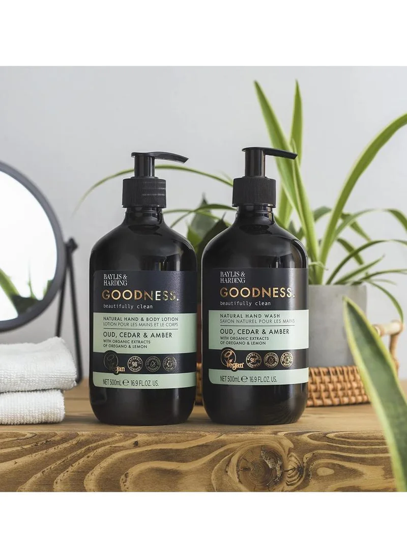 Baylis & Harding Goodness Oud, Cedar & Amber Hand & Body Lotion, 500ml | Luxurious Moisturizing Lotion for Dry Skin | Vegan & Cruelty-Free Skincare