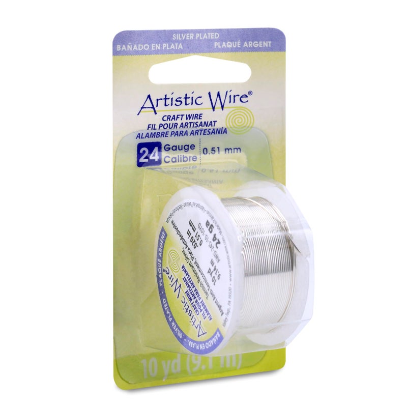 Artistic Wire-Colored Wire, 24 Gauge 10 Yards/Pkg, Natural Non-Tarnish Silver - Image 1