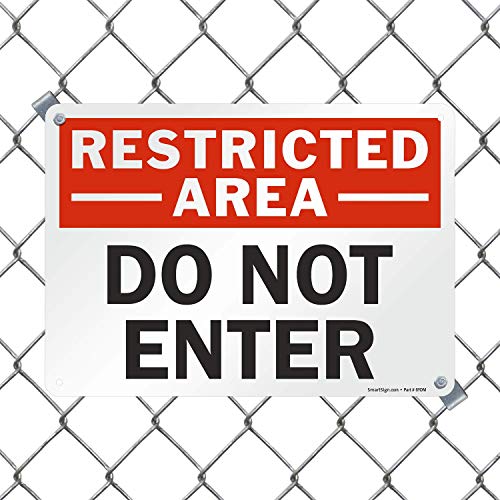 SmartSign - U9-1414-NA_10x14 "Restricted Area - Do Not Enter" Sign | 10" x 14" Aluminum Black/Red on White - Image 3