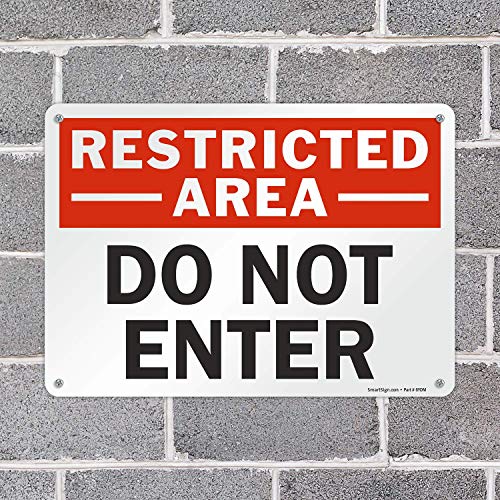 SmartSign - U9-1414-NA_10x14 "Restricted Area - Do Not Enter" Sign | 10" x 14" Aluminum Black/Red on White - Image 4