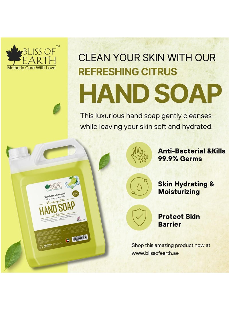 بليس اوف ايرث سائل إعادة تعبئة غسول اليد، صابون يد حمضي منعش، 5 لتر، تركيبة مرطبة غير قابلة للجفاف، عطر عطري مثالي للمنزل والمكتب والفندق والمقهى - Image 2