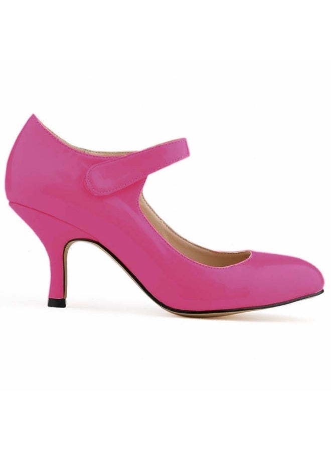 Loquat Western Style Pointed Toe Low-Vamp Thin Low Heel Creative Buckle Shoes 6cm Rose Red - Image 2