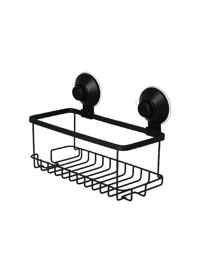 InterDesign Wall Shelf Suction Lock Rust Resistance Bahroom Basket Matte Black