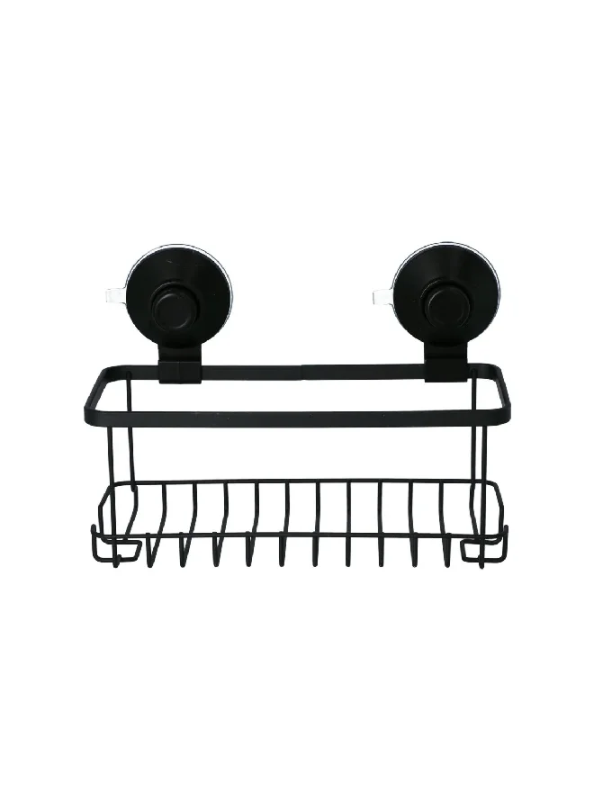 InterDesign Wall Shelf Suction Lock Rust Resistance Bahroom Basket Matte Black