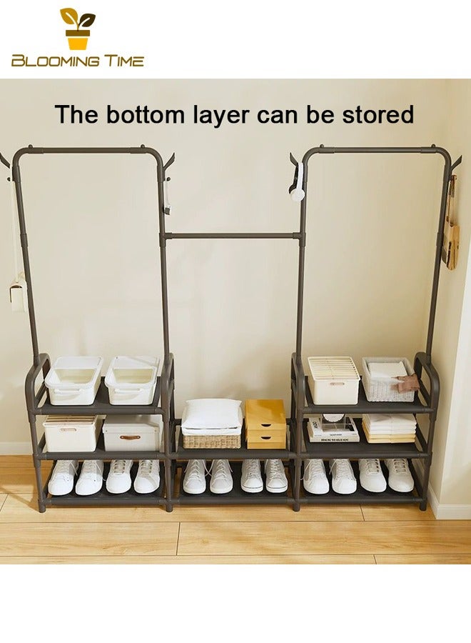 BLOOMING TIME Clothes Racks, Large-Capacity Multi-Function Drying Racks, Floor-to-ceiling Vertical Bold And Thick Coat Racks, Balcony Clothes Storage Drying Racks, Bedroom Storage Racks, Black - Image 4