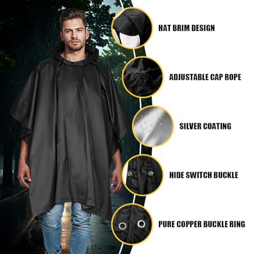 GUSTAVE® Adult Rain Coat, 3 in 1 Raincoat with Sun Shade Canopy, Hooded Riding Poncho & Full Cover Design, Windproof Camping Gear Rain Poncho with Storage Bag (Outdoor Travel Accessory) - Image 5
