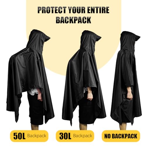 GUSTAVE® Adult Rain Coat, 3 in 1 Raincoat with Sun Shade Canopy, Hooded Riding Poncho & Full Cover Design, Windproof Camping Gear Rain Poncho with Storage Bag (Outdoor Travel Accessory) - Image 3