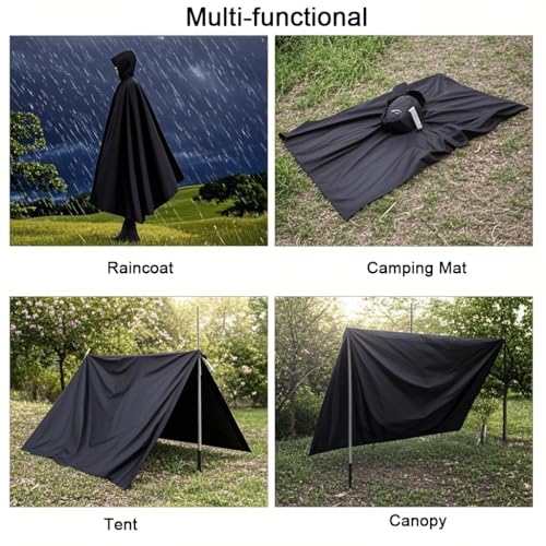 GUSTAVE® Adult Rain Coat, 3 in 1 Raincoat with Sun Shade Canopy, Hooded Riding Poncho & Full Cover Design, Windproof Camping Gear Rain Poncho with Storage Bag (Outdoor Travel Accessory) - Image 4