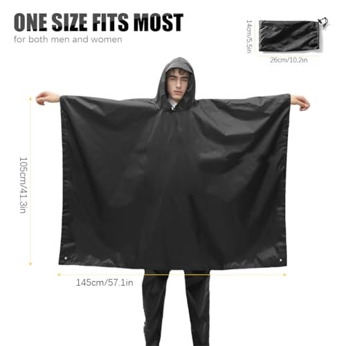 GUSTAVE® Adult Rain Coat, 3 in 1 Raincoat with Sun Shade Canopy, Hooded Riding Poncho & Full Cover Design, Windproof Camping Gear Rain Poncho with Storage Bag (Outdoor Travel Accessory) - Image 2