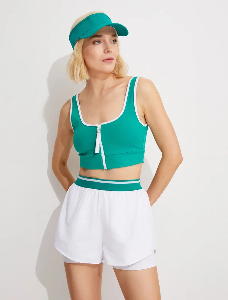 كوتون Ebru Şallı Loves Sport - Front Zippered Sports Bra