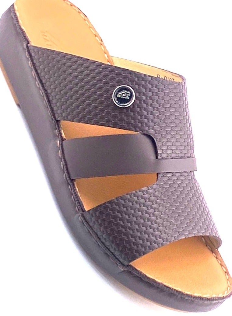 النهام شبشب عربي مصنوع بالكامل من الجلد، نعل بلون بني، راحة كاجوال - Image 2