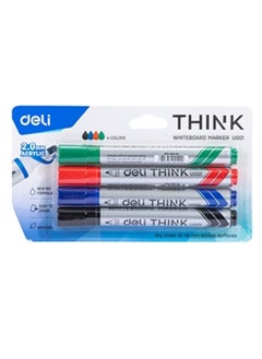 Deli 4-Piece Dry Erase White Board Marker Round Tip Multicolour  - Image 1
