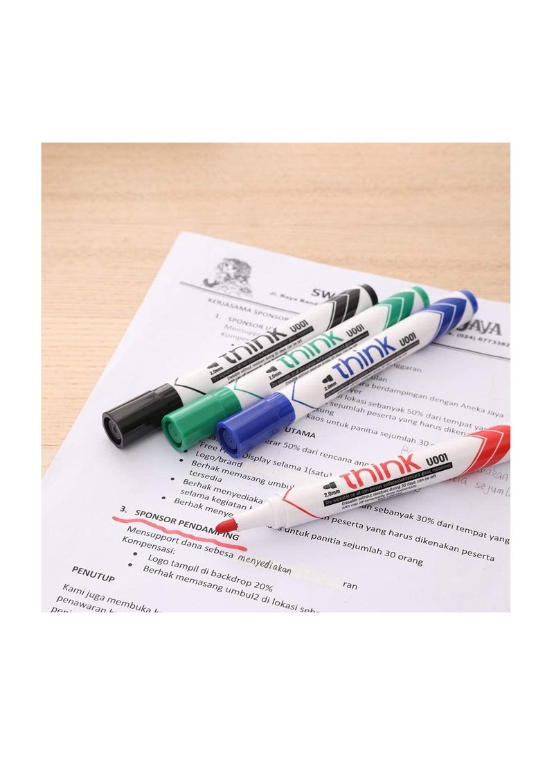 Deli - 4-Piece Dry Erase White Board Marker Round Tip Multicolour - Image 1