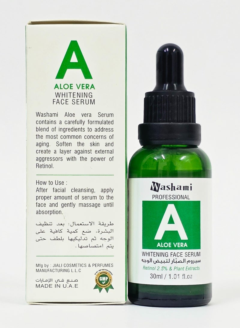 WASHAMI Professional Whitening Face Serum – With Aloe Vera, Retinol 2.5% & Plant Extracts – Anti-Aging, Hydrating & Skin Renewal – 30ml  - Image 2