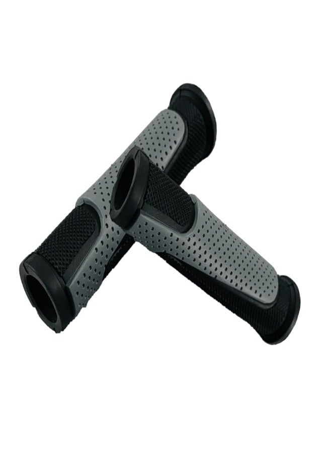 Impetus Bicycle Handle Grip 128mm Length Soft Rubber Non Toxic Anti-Slip for 24T 26T 27T 29T Inch Cycle Handle Grip Dual Color 12.8cms Long (Grey) - Image 1
