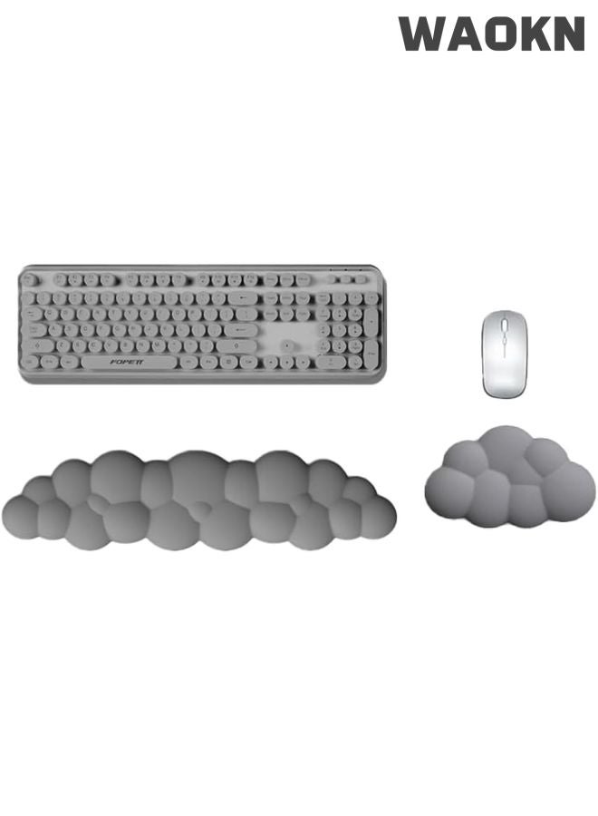 WAOKN Cloud-Shaped Keyboard Wrist Rest, Keyboard Cloud Wrist Rest Set, PU Memory Foam Non-Slip Cloud Wrist Rest, Soft and Elastic, Ergonomic Keyboard Mouse Wrist Support for Typing Pain Relief, Home Office, Laptop and Computer Use (Grey) - Image 1