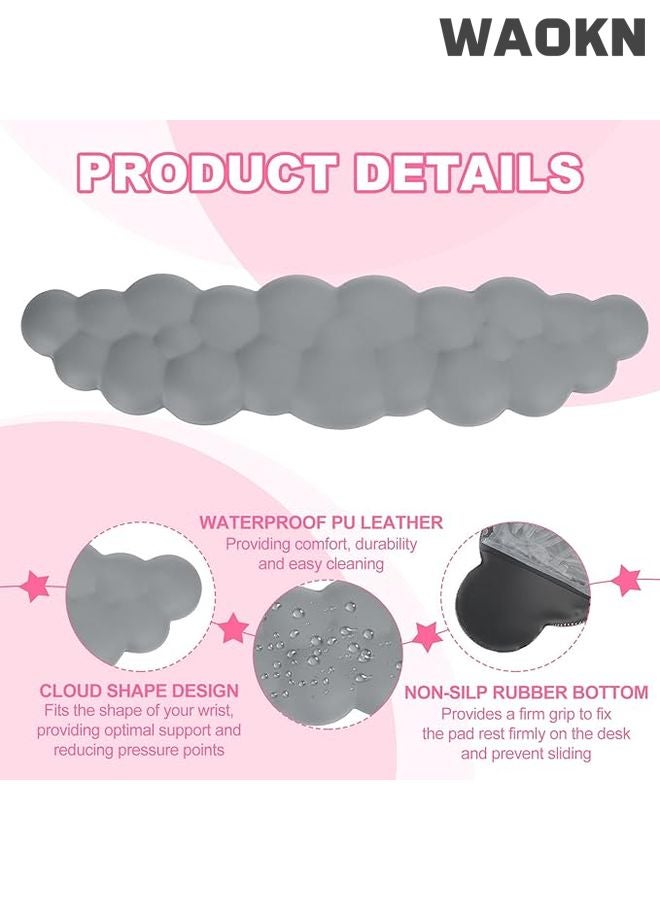 WAOKN Cloud-Shaped Keyboard Wrist Rest, Keyboard Cloud Wrist Rest Set, PU Memory Foam Non-Slip Cloud Wrist Rest, Soft and Elastic, Ergonomic Keyboard Mouse Wrist Support for Typing Pain Relief, Home Office, Laptop and Computer Use (Grey) - Image 3