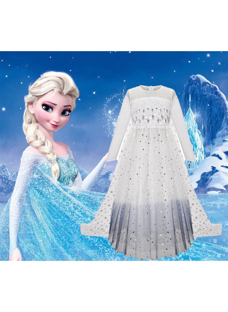 Fairytale Princess Elsa Frozen Breathable Themed Party Deluxe Edition Fancy Dress Cosplay Costume With Accessories Best Gift For Girl Birthday Gift - Image 3