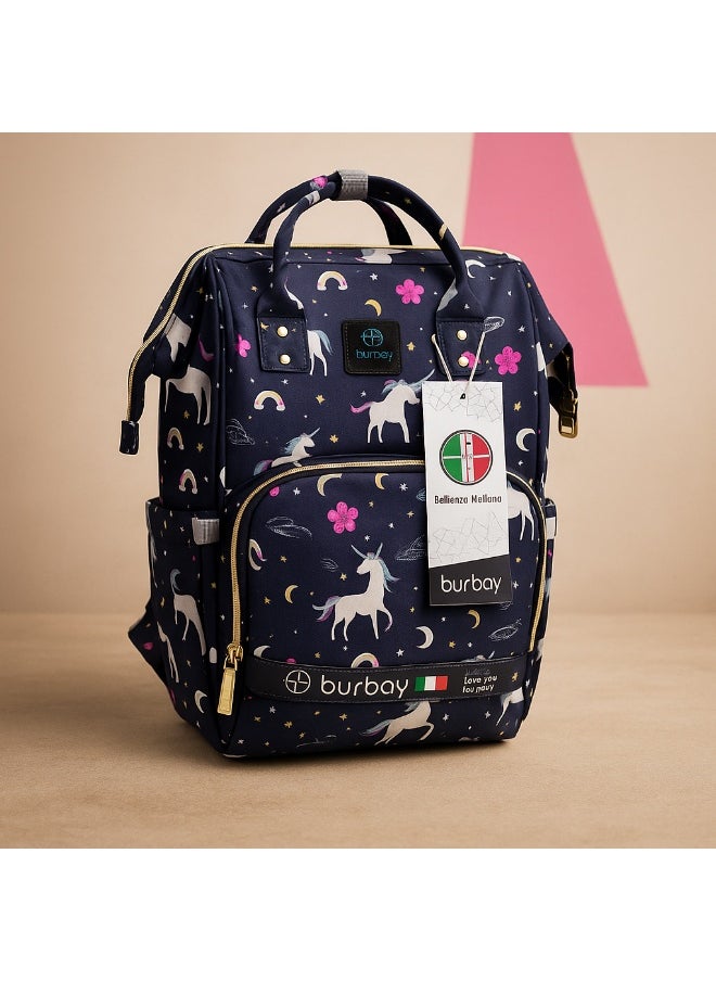 burbay Burbay Unicorn Design Diaper Backpack - Large Capacity & Practical for Mothers  - Image 1