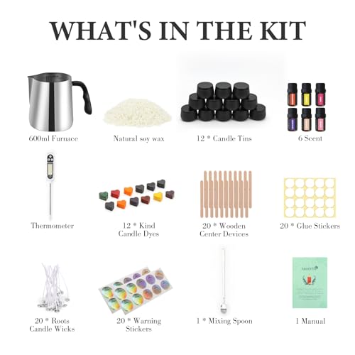 SAEUYVB Candle Making Kit for Adults - Full Set Candle Making Supplies - Soy Candle Kit - DIY Starter Scented Soy Candle Making Kit - Perfect Decoration for Family Life - Image 2