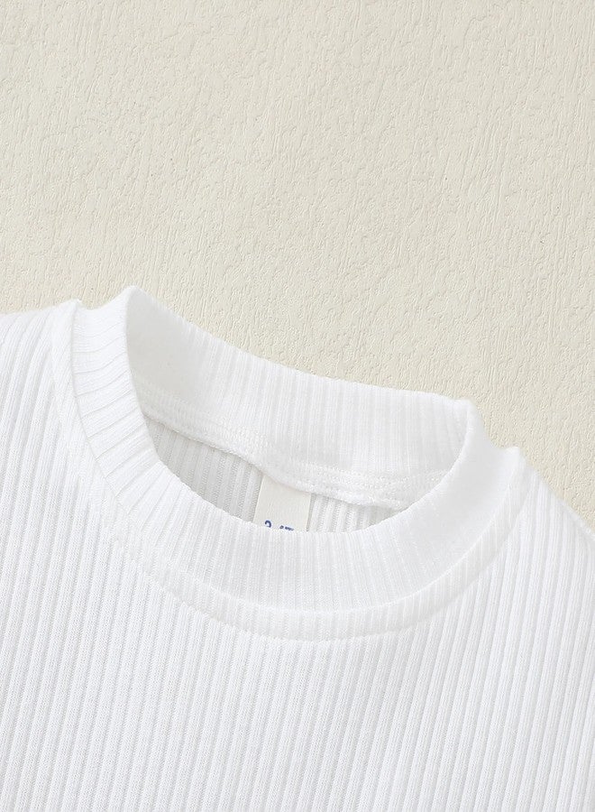 Magic Park 1-6Y Baby Girl Ribbed T-Shirts Toddler Puff Sleeve Blouse Kids Knit Tee Girls Solid Color Casual Tops（Puff Sleeve White,2-3 Years - Image 4