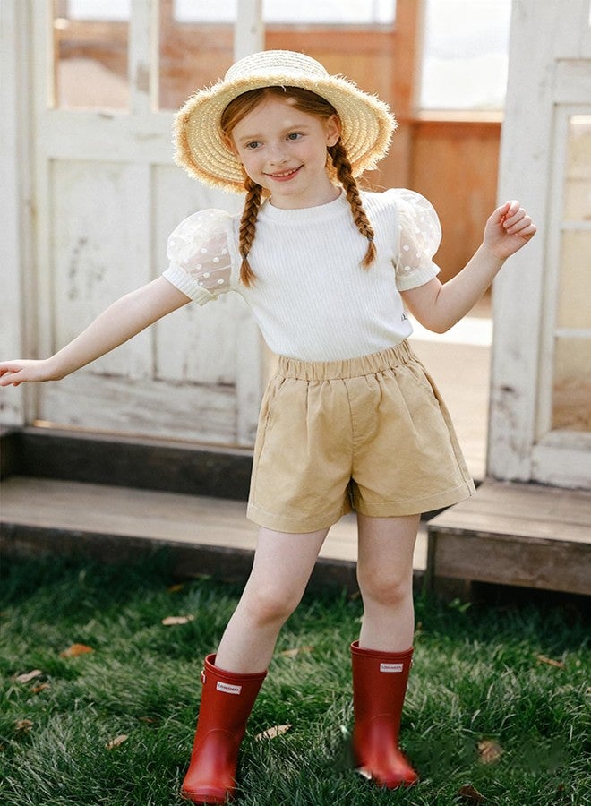 Magic Park 1-6Y Baby Girl Ribbed T-Shirts Toddler Puff Sleeve Blouse Kids Knit Tee Girls Solid Color Casual Tops（Puff Sleeve White,2-3 Years - Image 2