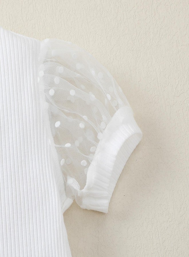 Magic Park 1-6Y Baby Girl Ribbed T-Shirts Toddler Puff Sleeve Blouse Kids Knit Tee Girls Solid Color Casual Tops（Puff Sleeve White,2-3 Years - Image 5