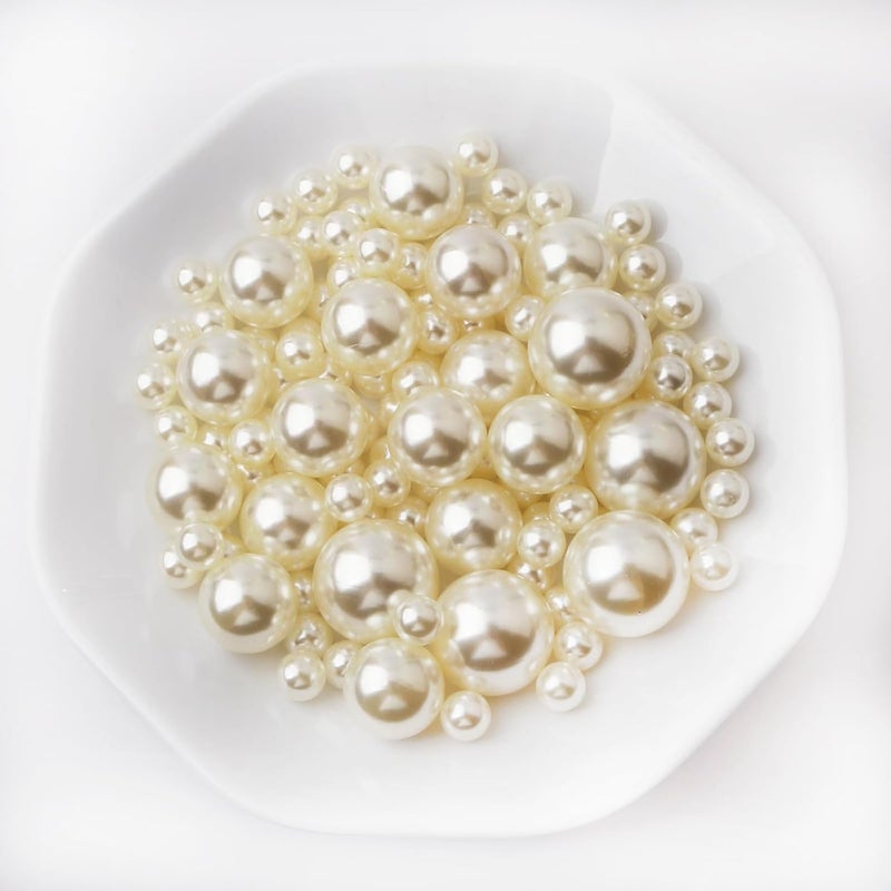 YIXUAN Glossy Polished Pearl Beads, 120pcs 10mm/20mm/25mm Non Drilled Plastic Pearls, Faux Pearl Beads without Holes for Vase Filler, DIY Craft, Table Scatter, Wedding Decoration, Home Decoration - Image 1