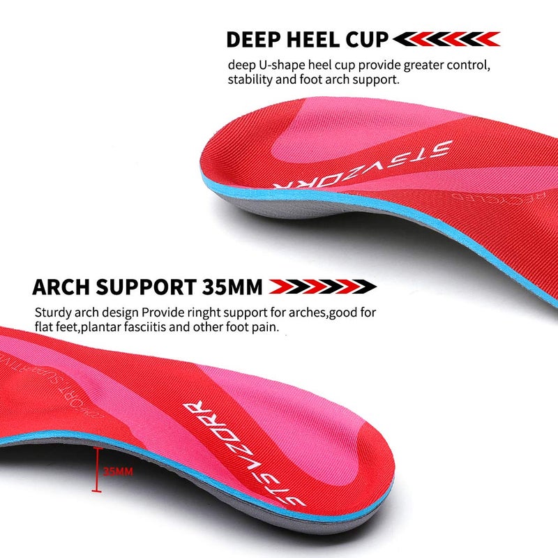 STSVZORR Plantar Fasciitis Relief Metatarsal Pain Arch Support Inserts Flat Foot Orthotic Insoles Sports Running Hiking Shock Absorb Men Women Long Time Standing, Size 8 - Image 3