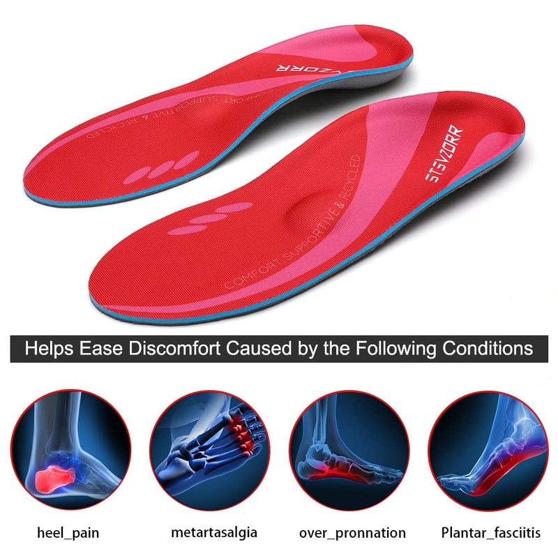 STSVZORR Plantar Fasciitis Relief Metatarsal Pain Arch Support Inserts Flat Foot Orthotic Insoles Sports Running Hiking Shock Absorb Men Women Long Time Standing, Size 8 - Image 4