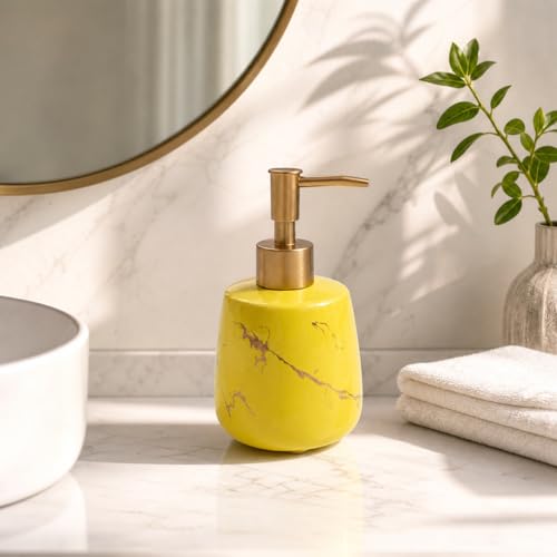 Whizzo® Durable Handwash Bottle for Wash Basin | Soap Dispenser for Kitchen | Shampoo Dispenser for Bathroom | Handwash Soap Dispenser Pump | Bathroom Accessories (Yellow, 300ML, 153) - Image 5