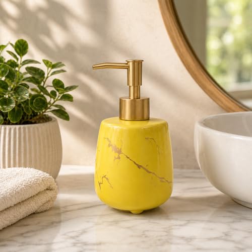 Whizzo® Durable Handwash Bottle for Wash Basin | Soap Dispenser for Kitchen | Shampoo Dispenser for Bathroom | Handwash Soap Dispenser Pump | Bathroom Accessories (Yellow, 300ML, 153) - Image 1