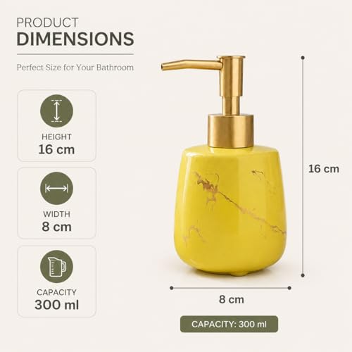 Whizzo® Durable Handwash Bottle for Wash Basin | Soap Dispenser for Kitchen | Shampoo Dispenser for Bathroom | Handwash Soap Dispenser Pump | Bathroom Accessories (Yellow, 300ML, 153) - Image 3