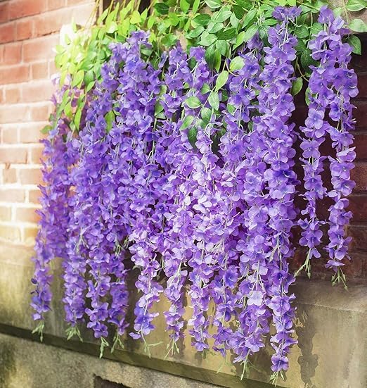 Homenique Hanging Wisteria Flower Vine Set of 6 Purple - Image 4