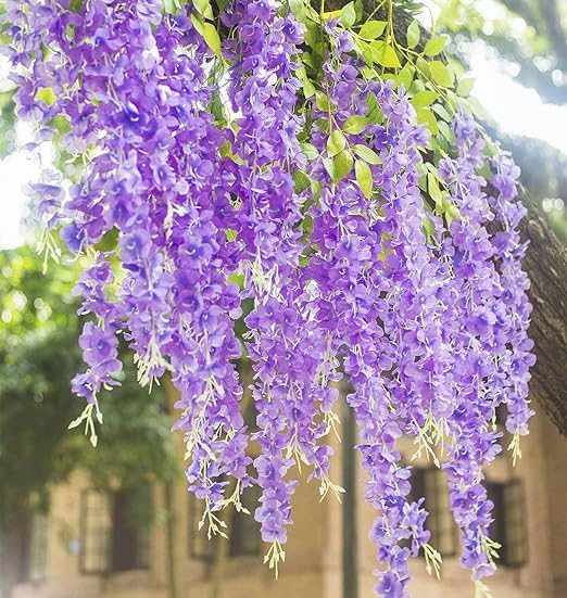 Homenique Hanging Wisteria Flower Vine Set of 6 Purple - Image 3