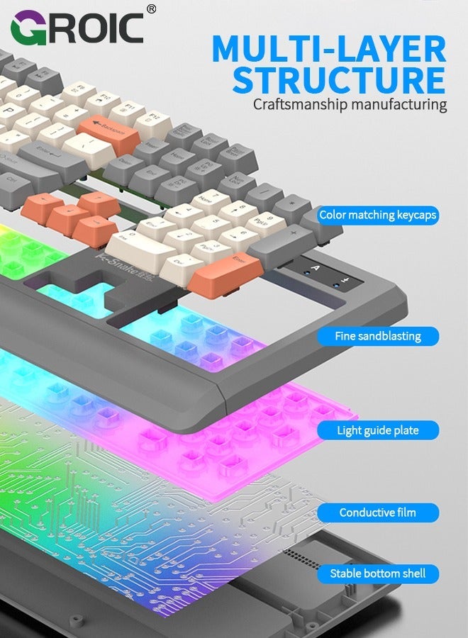جرويك لوحة مفاتيح 104 مفتاح للألعاب وكمبيوتر ماوس مع إضاءة خلفية RGB هادئة ، معدنية كاملة مقاومة للماء مضيئة للكمبيوتر الشخصي سلكية USB لماك إكس بوكس للاعبين - Image 4
