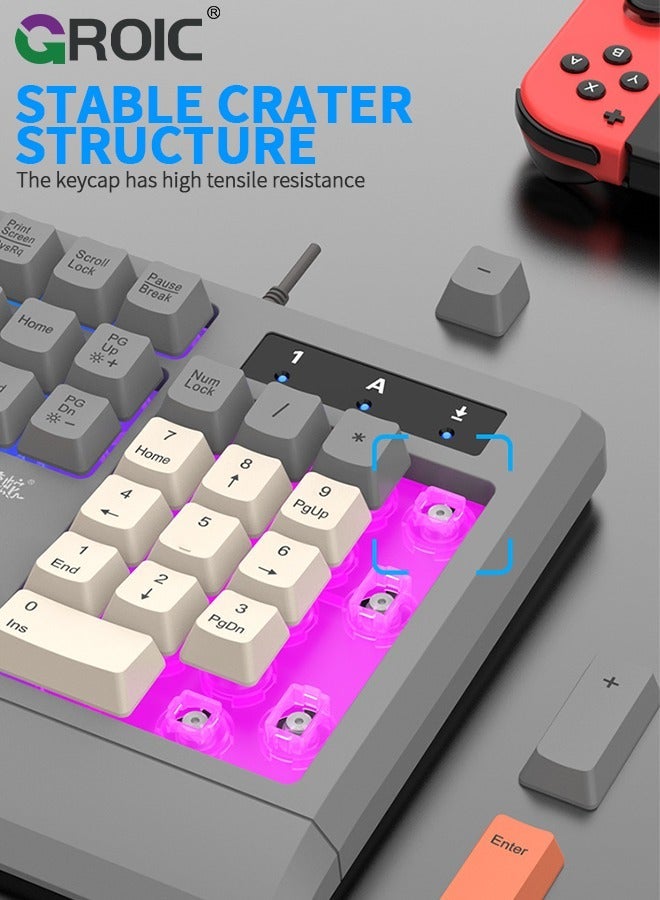 جرويك لوحة مفاتيح 104 مفتاح للألعاب وكمبيوتر ماوس مع إضاءة خلفية RGB هادئة ، معدنية كاملة مقاومة للماء مضيئة للكمبيوتر الشخصي سلكية USB لماك إكس بوكس للاعبين - Image 5