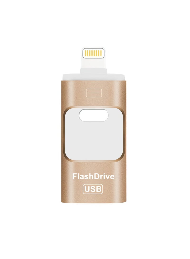 AROAQ 16GB USB Flash Drive, Shock Proof Durable External USB Flash Drive, Safe And Stable USB Memory Stick, Convenient And Fast I-flash Drive for iphone, (16GB Gold Color) - Image 1